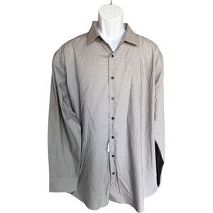 NWT Mens Nordstrom Rack Grey Alloy Button Down Dress Shirt - Sz 18 1/2 34 35